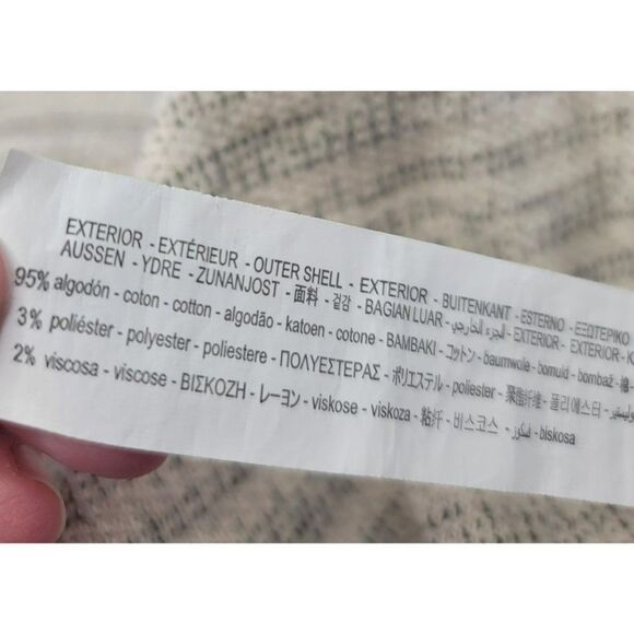 Zara Jacket Tweed Cream Blazer Zip Up Zipper Pockets Long Sleeves Knit Large - Picture 6 of 7